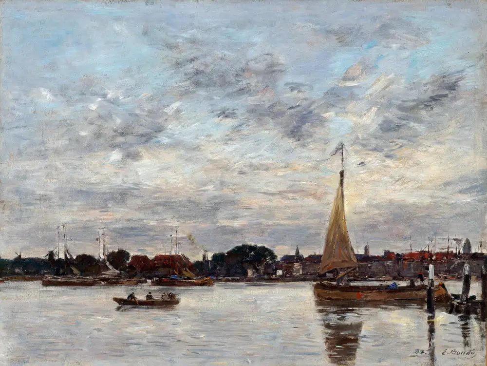 Reproduction du tableau « Le port de Dordrecht - Eugène Boudin » par Alpha Reproduction en peinture à l’huile