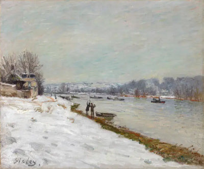 Reproduction du tableau « Le quai de Billancourt - Neige - Alfred Sisley » par Alpha Reproduction en peinture à l’huile