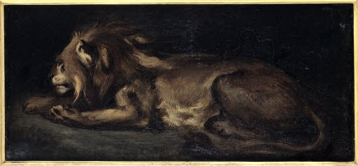 Reproduction du tableau « Lion couché - Eugène Delacroix » par Alpha Reproduction en peinture à l’huile
