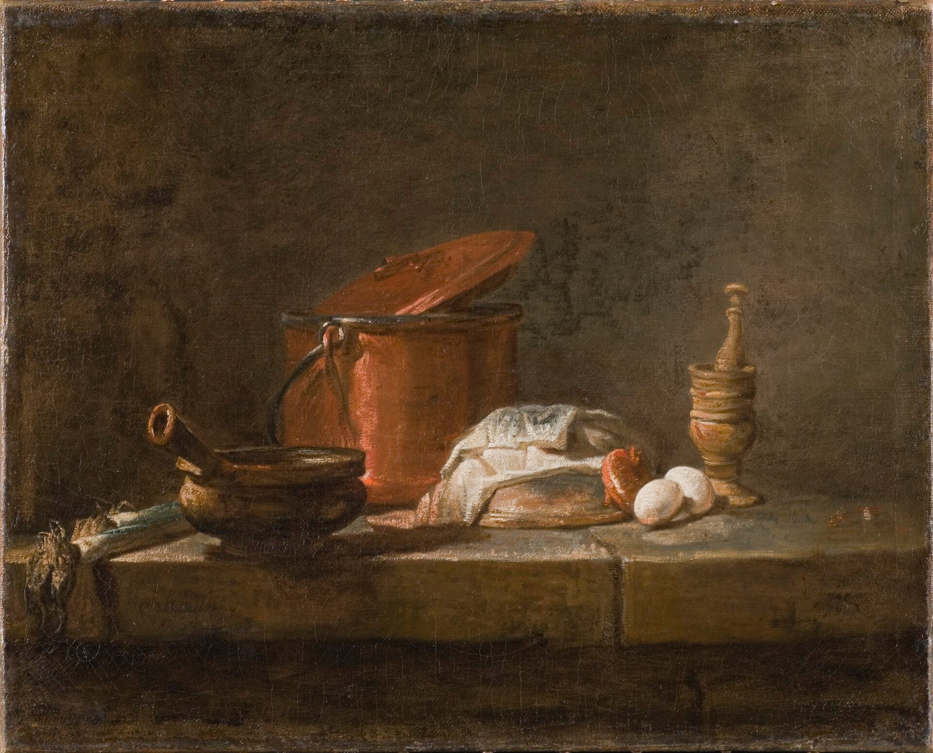 Nature morte avec ustensiles de cuisine et légumes - Jean Siméon Chardin