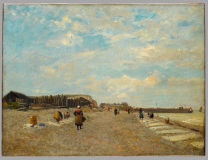 Reproduction du tableau « Normandes étendant du linge sur une plage - Eugène Boudin » par Alpha Reproduction en peinture à l’huile