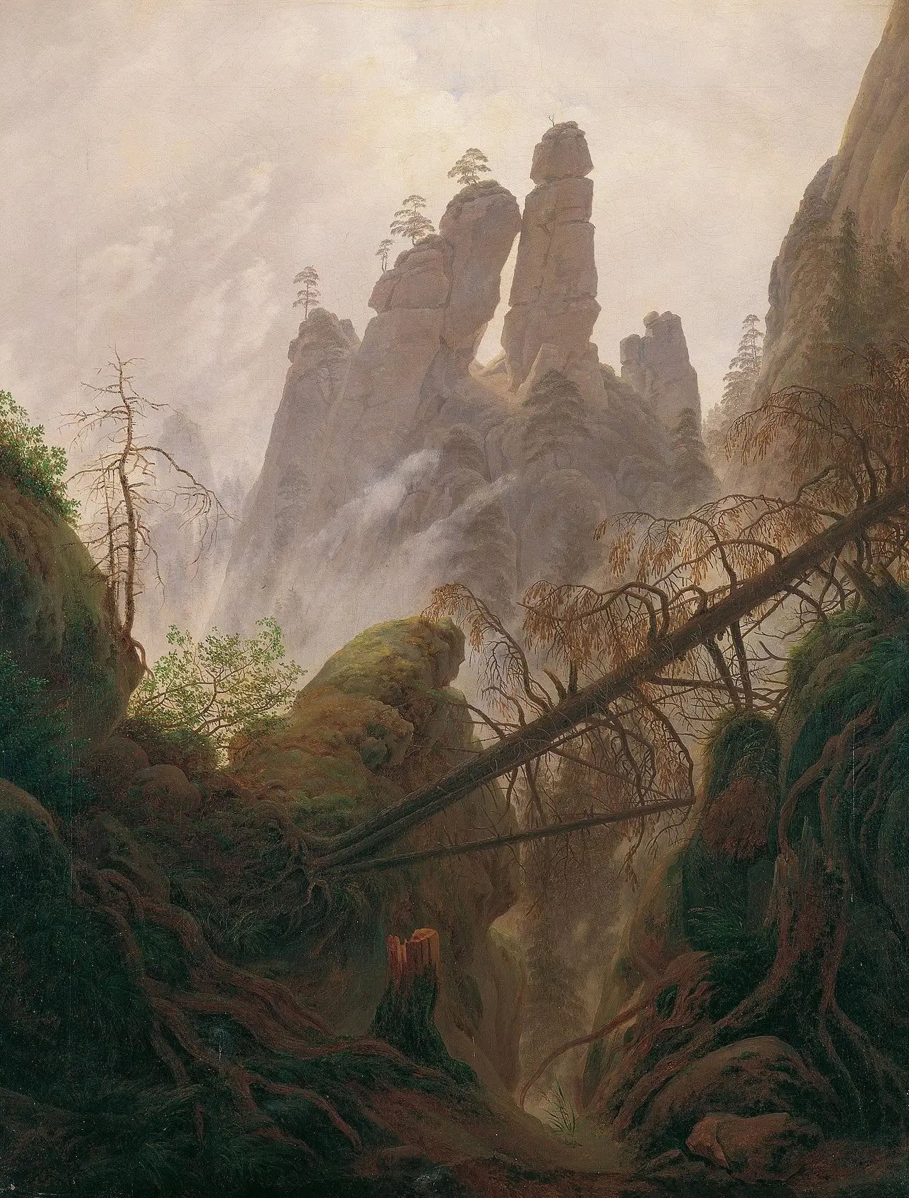 Reproduction du tableau « Paysage rocheux dans la Elbsandsteingebirge - Caspar David Friedrich » par Alpha Reproduction en peinture à l’huile