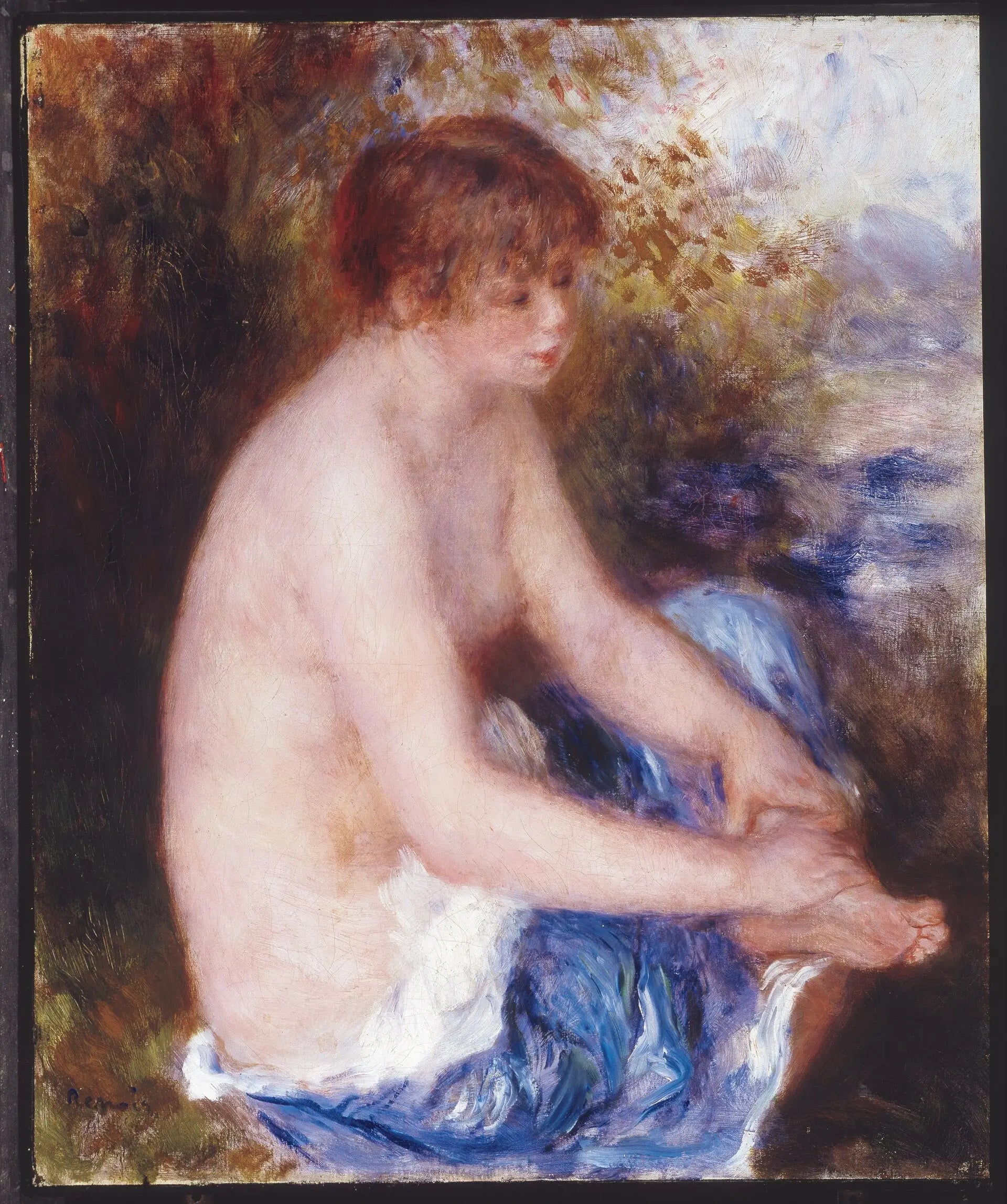Reproduction du tableau « Petit nu bleu - Pierre-Auguste Renoir » par Alpha Reproduction en peinture à l’huile