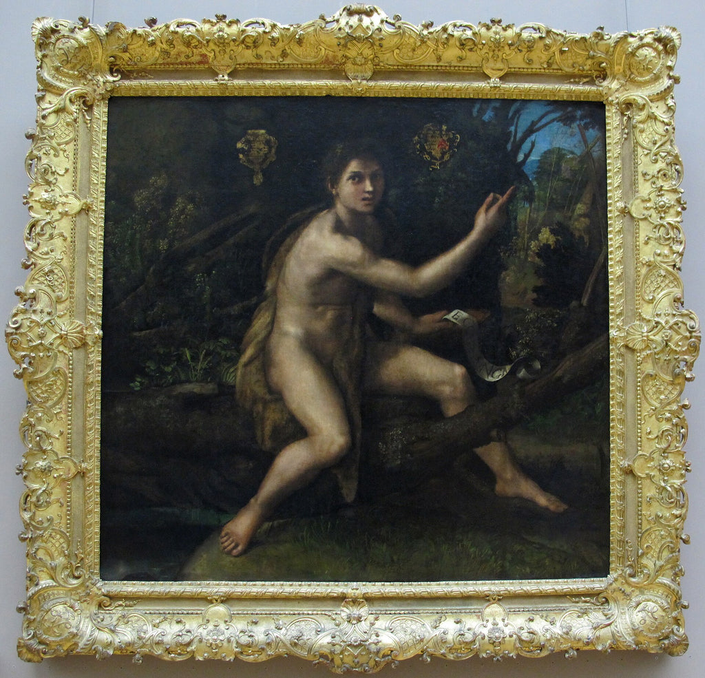 사막의 세례 요한이 고난의 십자가를 가리키다 - 라파엘 산치오