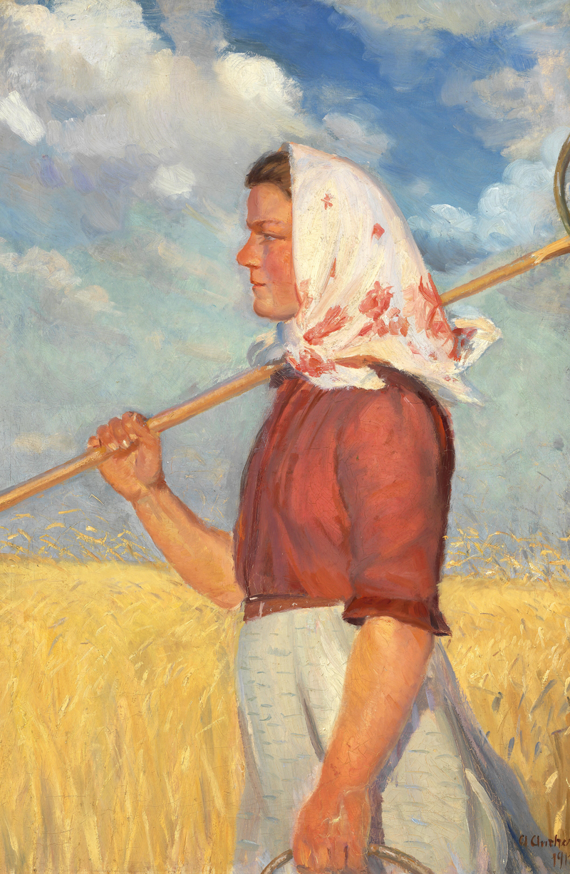Un jeune ouvrier agricole devant un champ de maïs - Anna Ancher