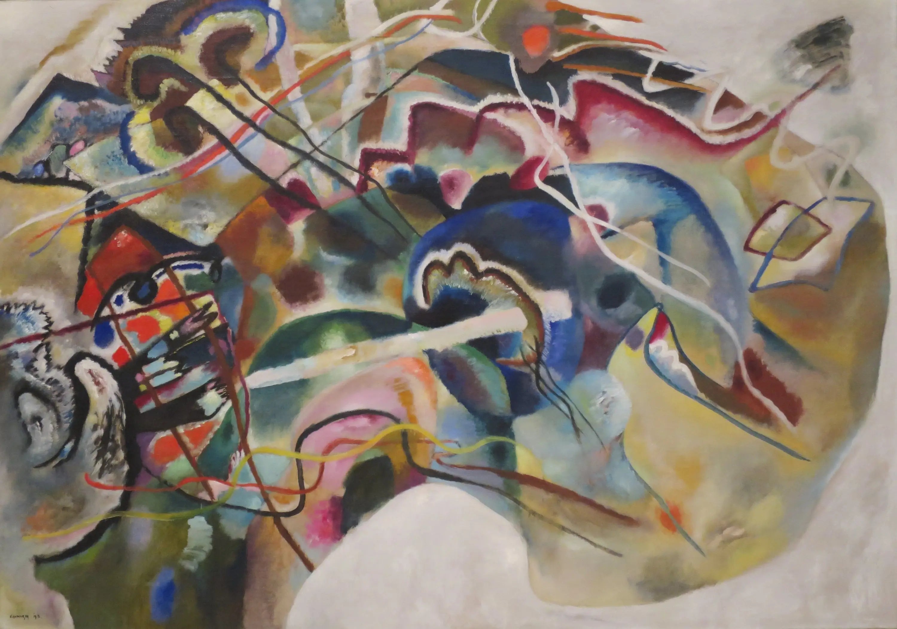 Reproduction du tableau « Peinture avec bordure blanche - Vassily Kandinsky » par Alpha Reproduction en peinture à l’huile