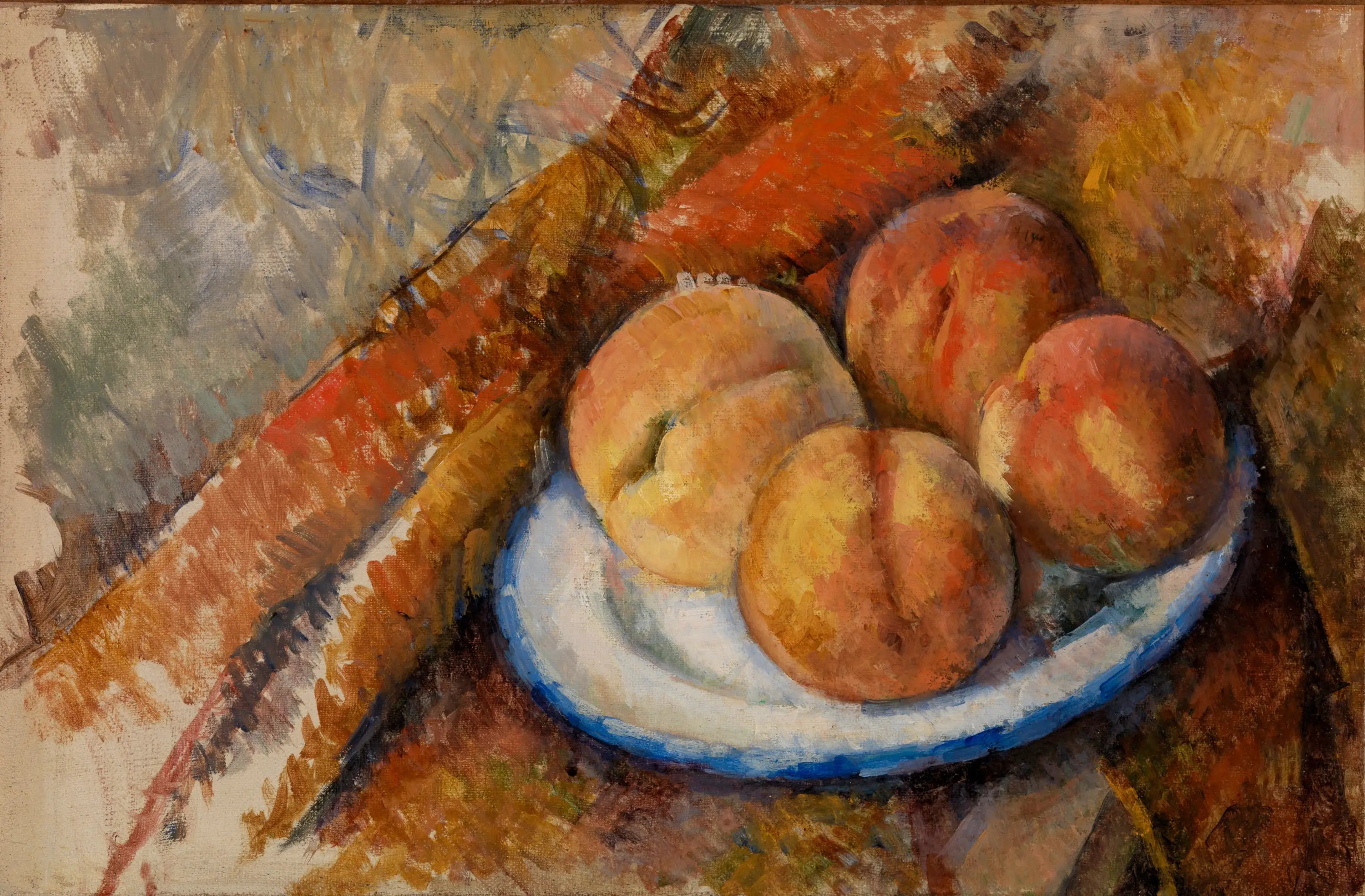 Reproduction du tableau « Quatre pêches sur une assiette - Paul Cézanne » par Alpha Reproduction en peinture à l’huile