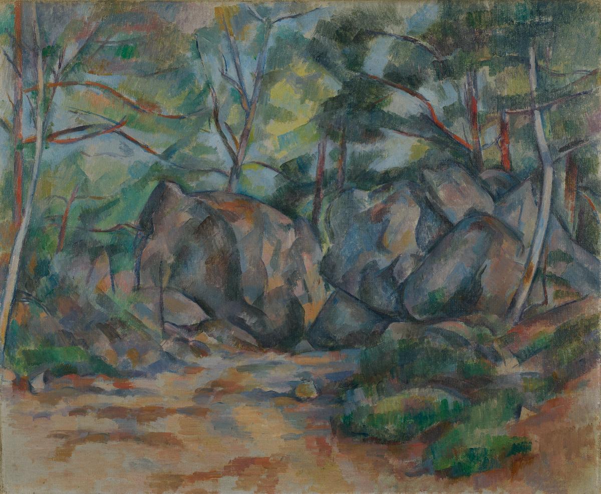 Reproduction du tableau « Rochers dans le bois - Paul Cézanne » par Alpha Reproduction en peinture à l’huile