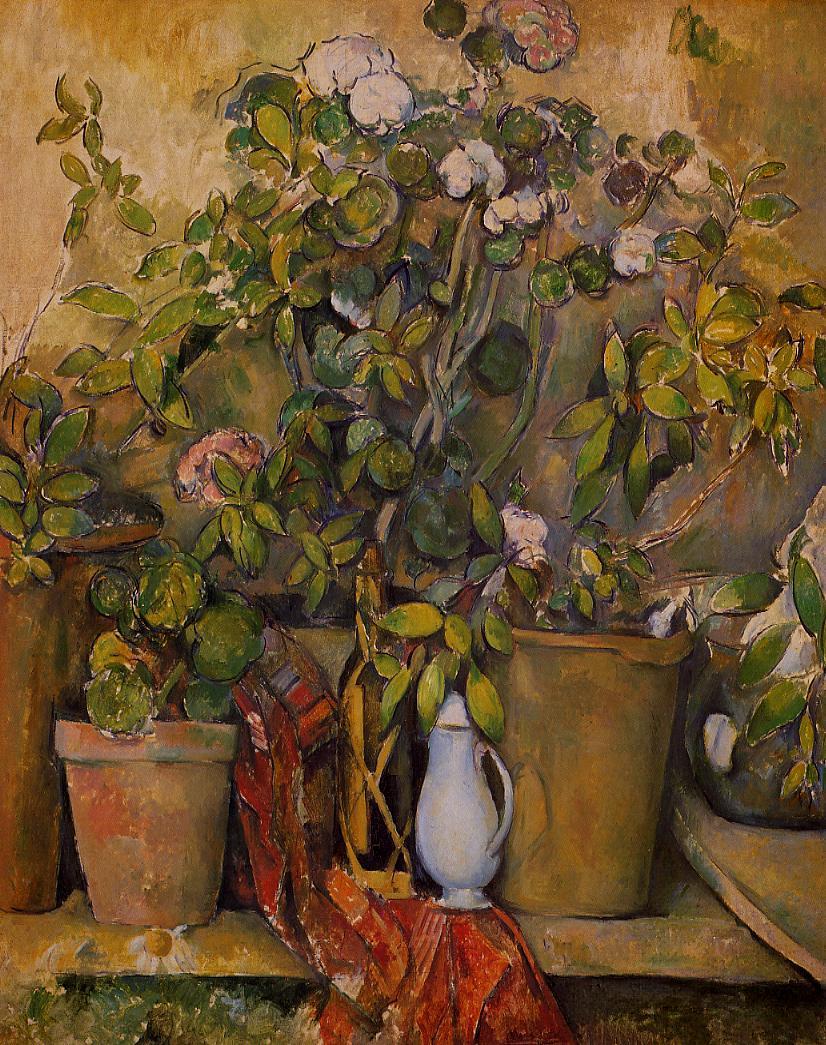 Reproduction du tableau « Pots en terre cuite et fleurs - Paul Cézanne » par Alpha Reproduction en peinture à l’huile