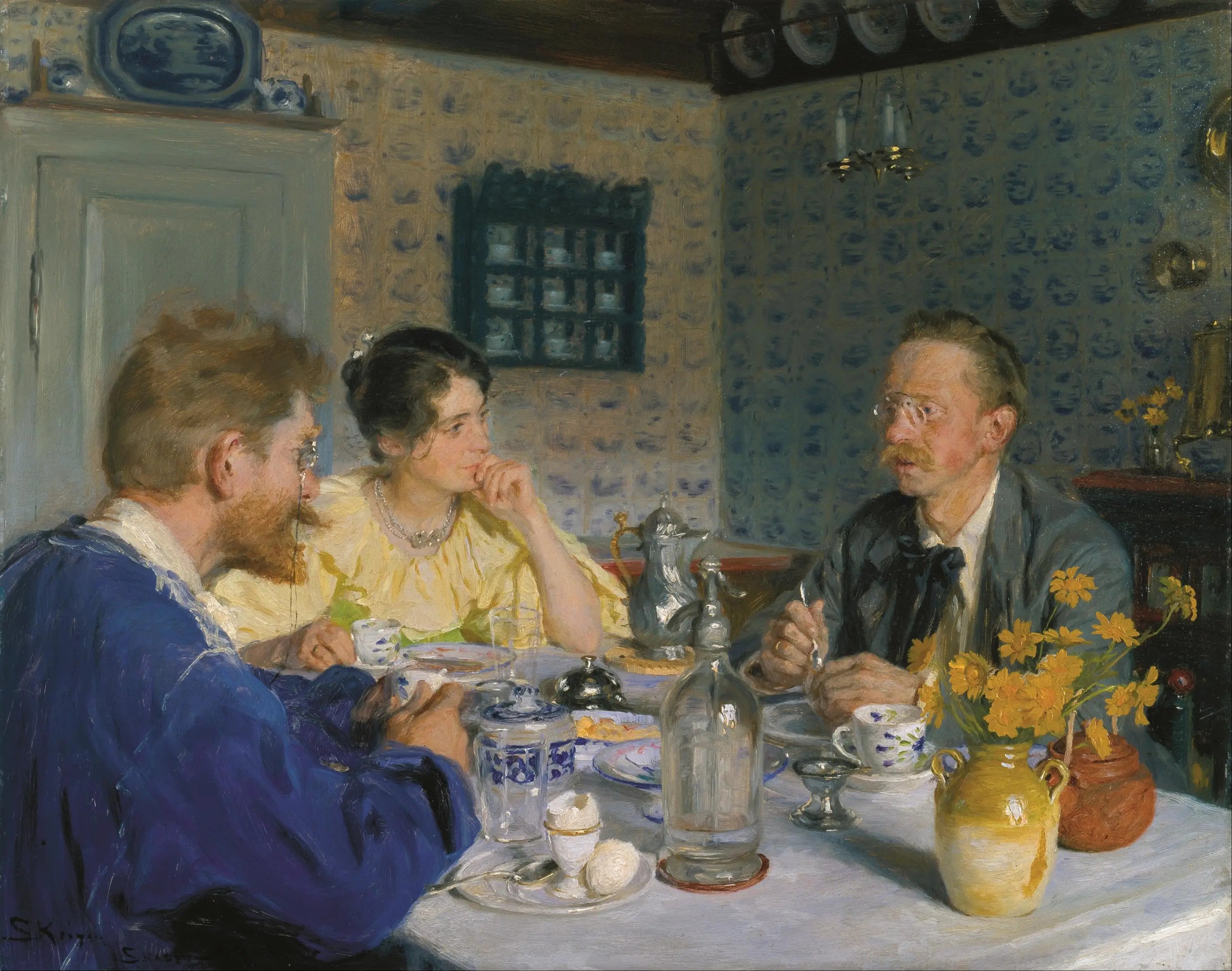 Un déjeuner. L’artiste sa femme et l’écrivain Otto Benzon - Peder Severin Krøyer - Alpha Reproduction