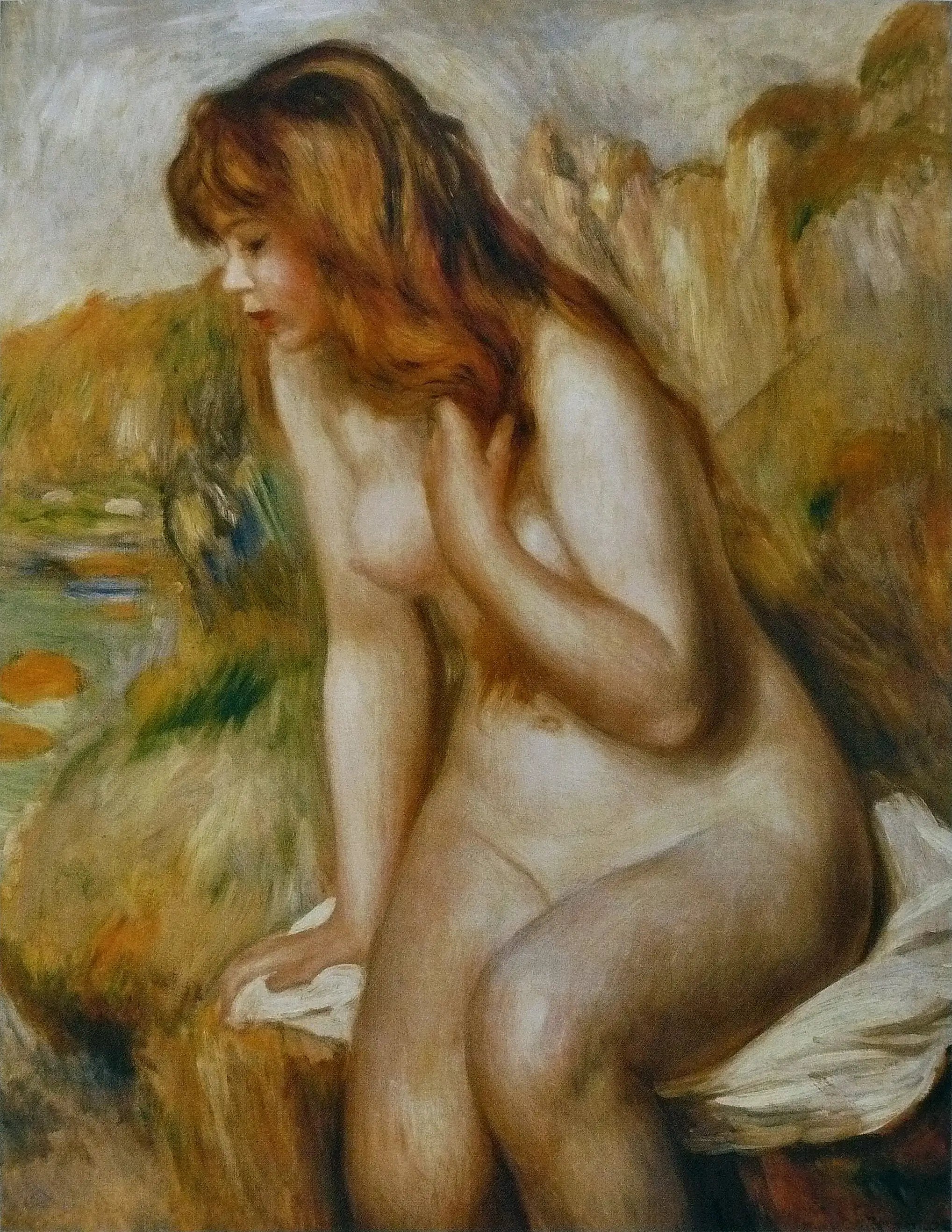 Reproduction du tableau « Baigneuse assise au rocher - Pierre-Auguste Renoir » par Alpha Reproduction en peinture à l’huile