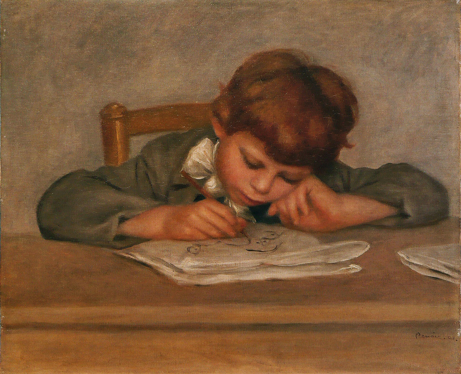 Reproduction du tableau « Le fils de l'artiste, Jean, dessin - Pierre-Auguste Renoir » par Alpha Reproduction en peinture à l’huile