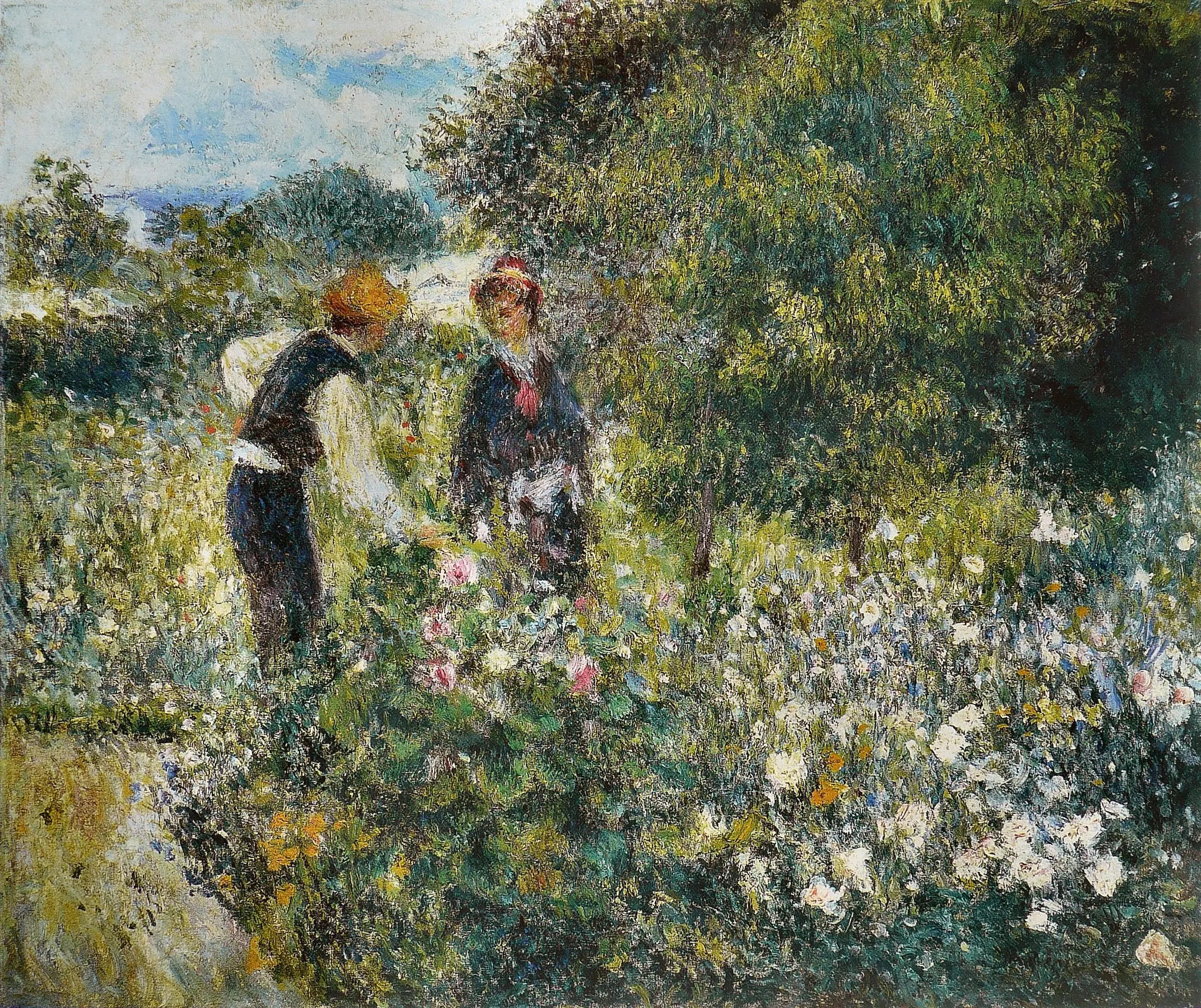 Reproduction du tableau « La Cueillette des fleurs - Pierre-Auguste Renoir » par Alpha Reproduction en peinture à l’huile