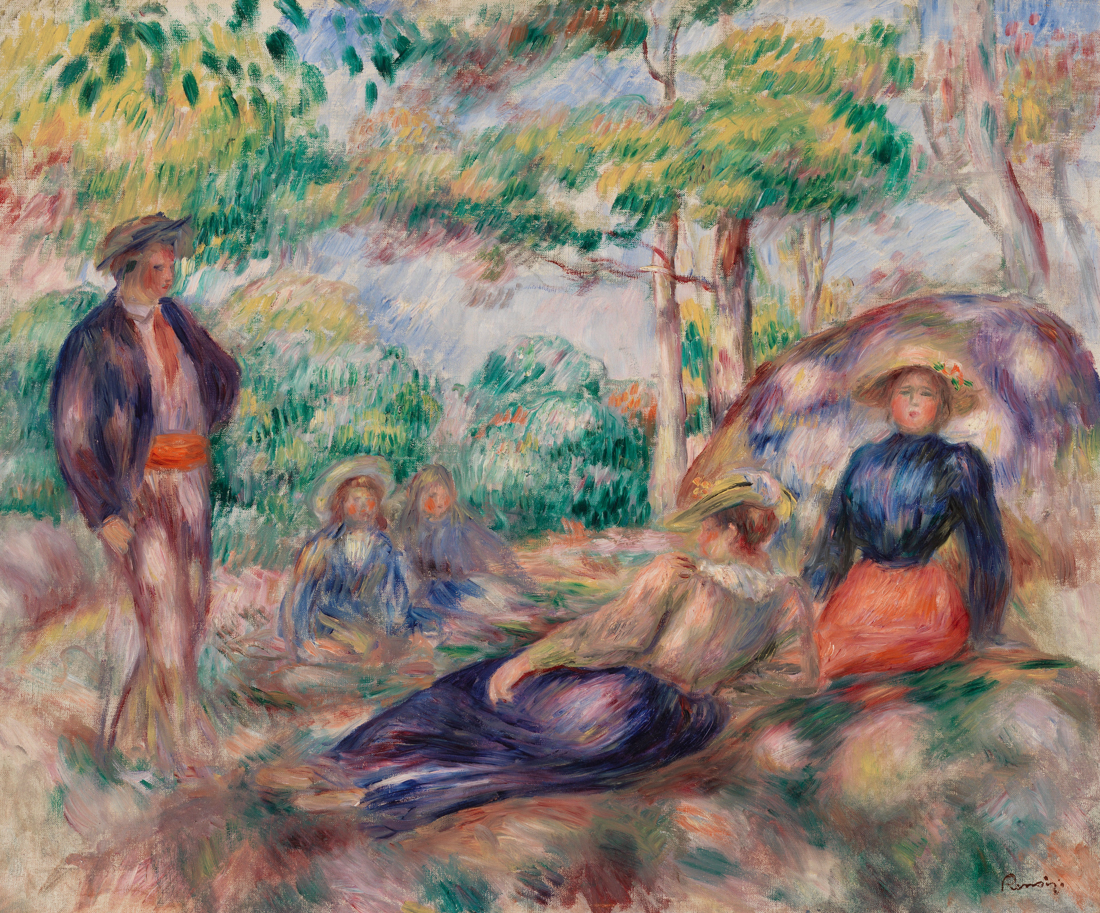 Reproduction du tableau « Se reposer dans l'herbe (Le Repos sur l'herbe) - Pierre-Auguste Renoir » par Alpha Reproduction en peinture à l’huile