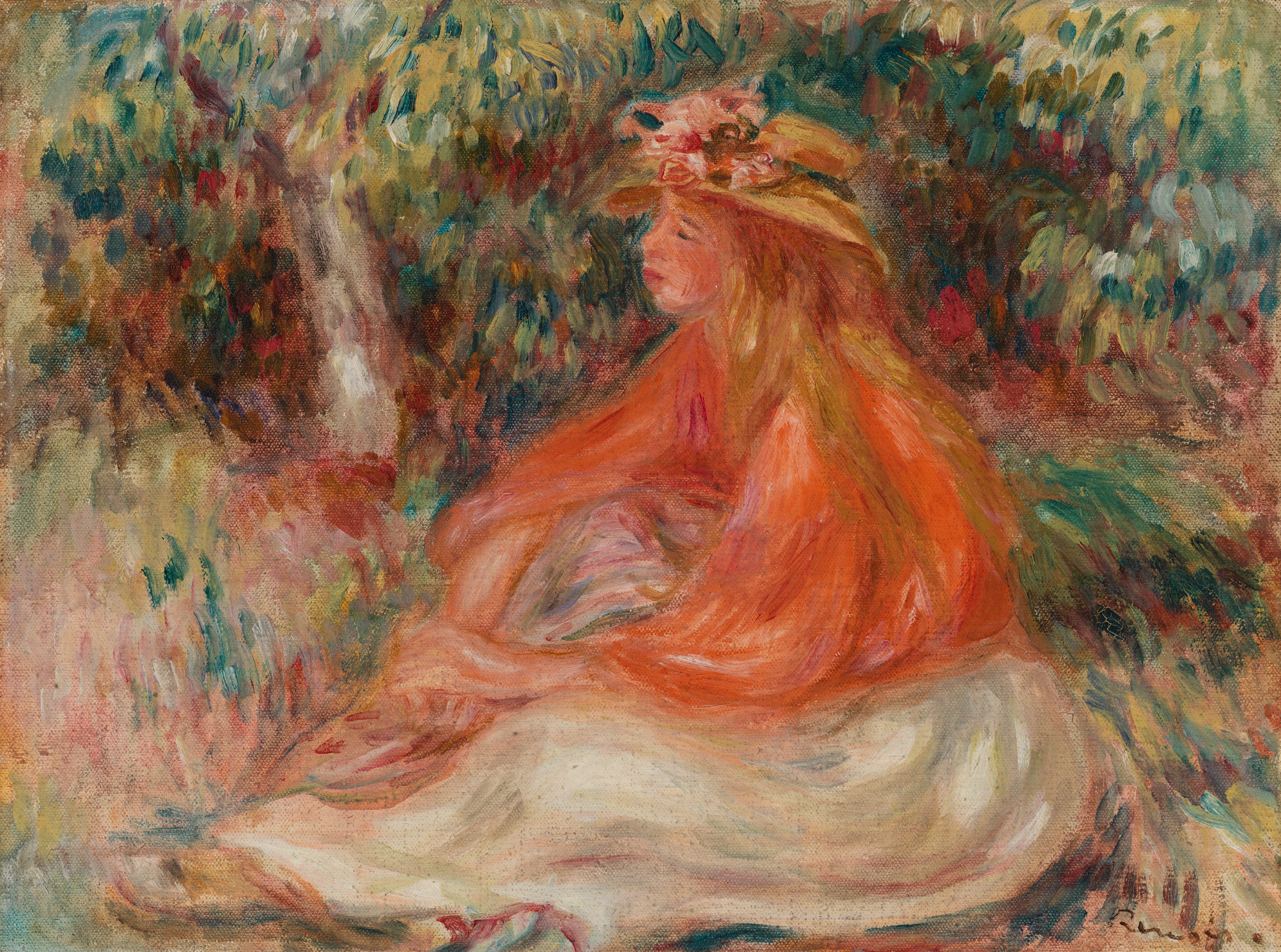 Reproduction du tableau « Femme assise (Sealed Woman) - Pierre-Auguste Renoir » par Alpha Reproduction en peinture à l’huile