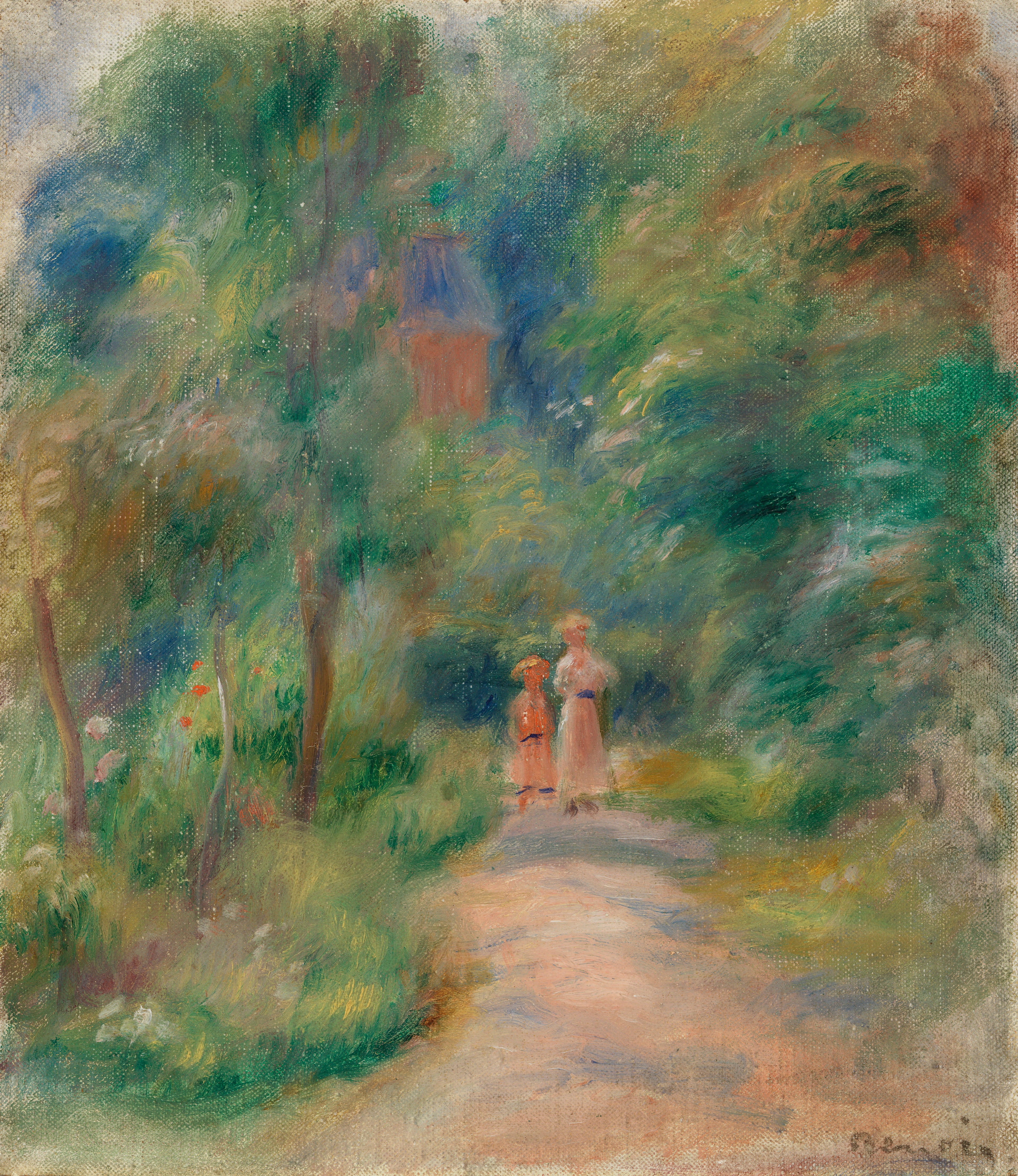Reproduction du tableau « Deux figures dans un sentier - Pierre-Auguste Renoir » par Alpha Reproduction en peinture à l’huile