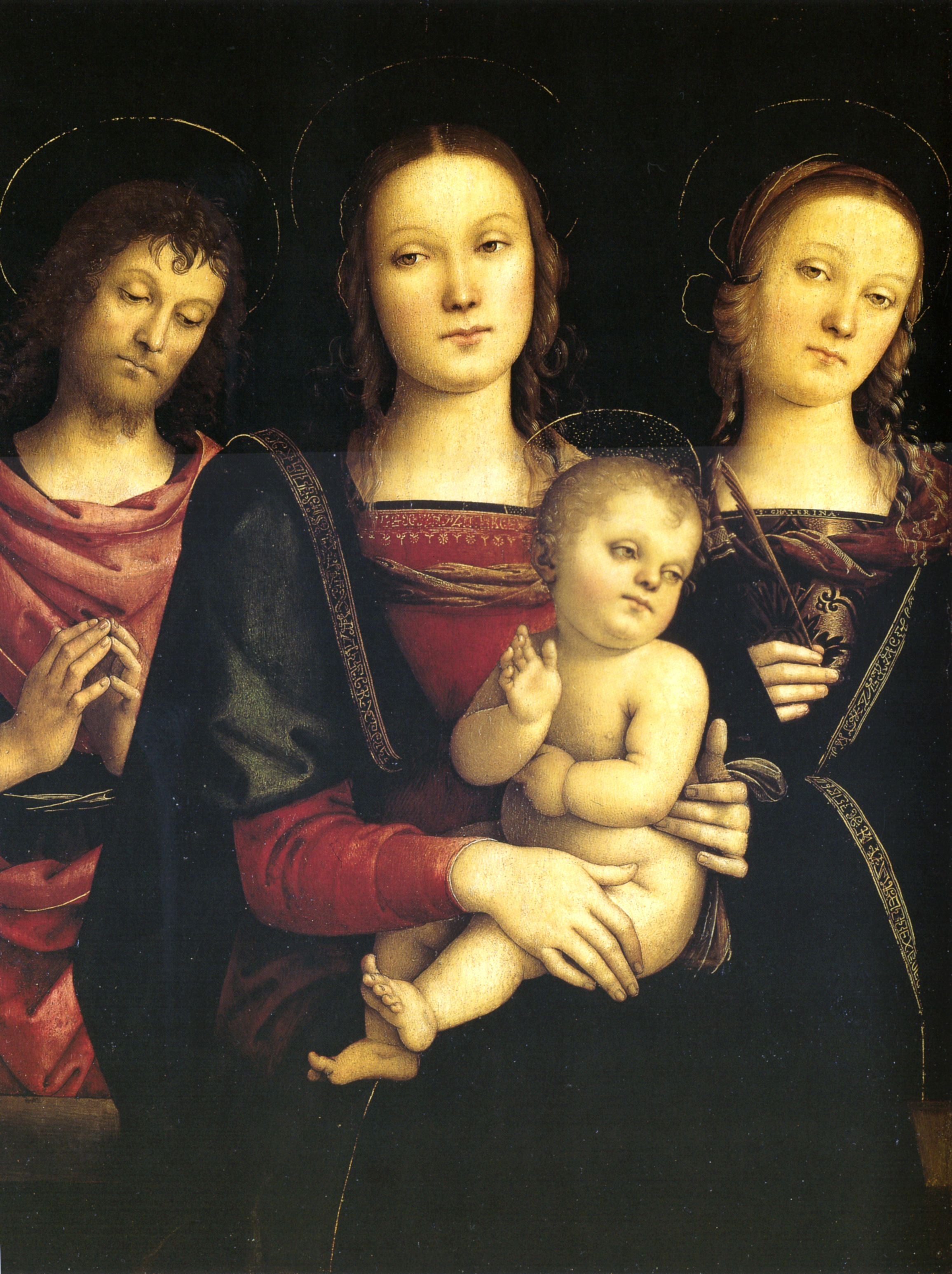 La Vierge à l'Enfant entre les saints Jean-Baptiste et Catherine d'Alexandrie - Pietro Perugino