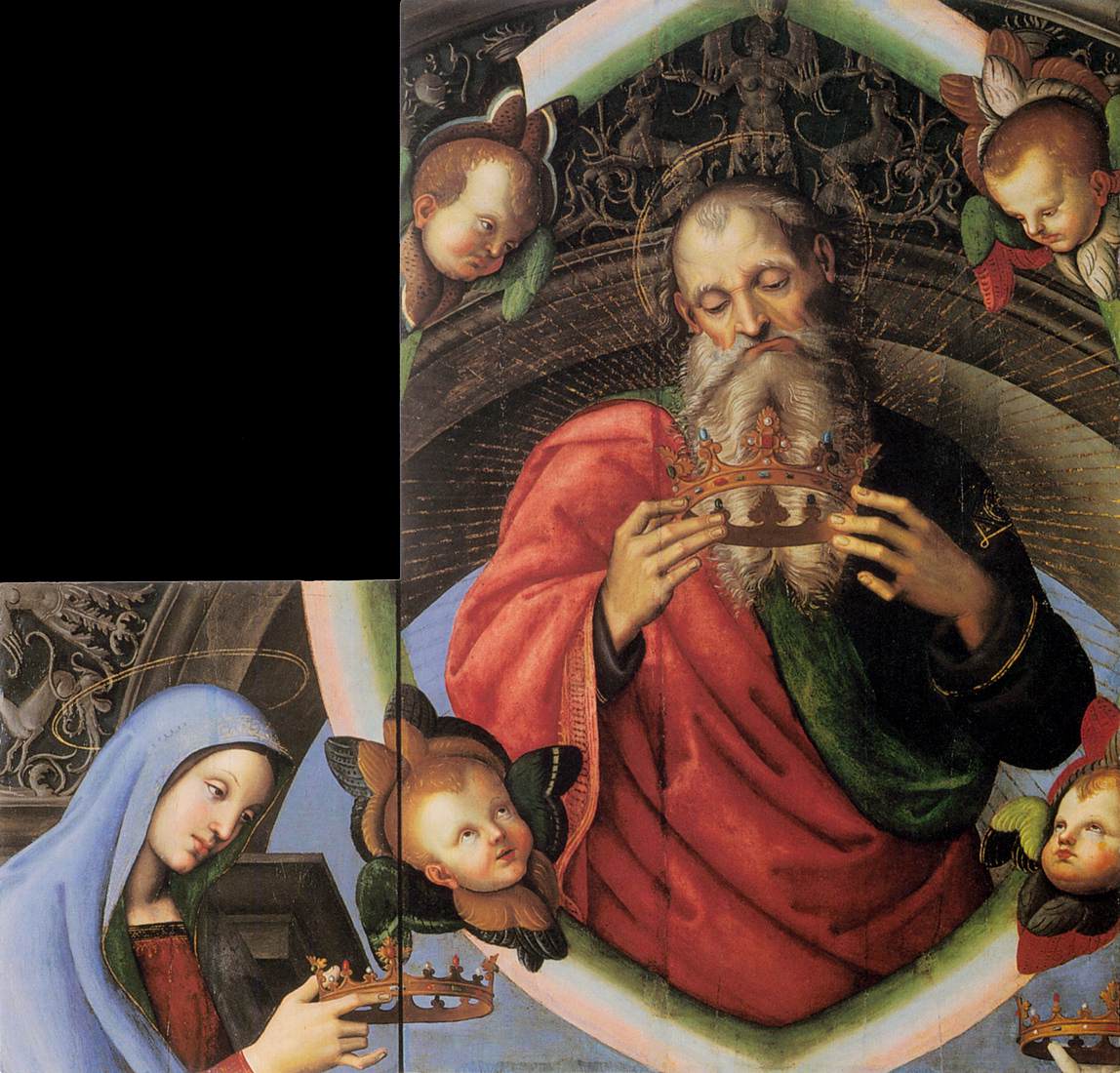 Reproduction du tableau « Dieu le Père et la Vierge Marie - Raphaël Sanzio » par Alpha Reproduction en peinture à l’huile