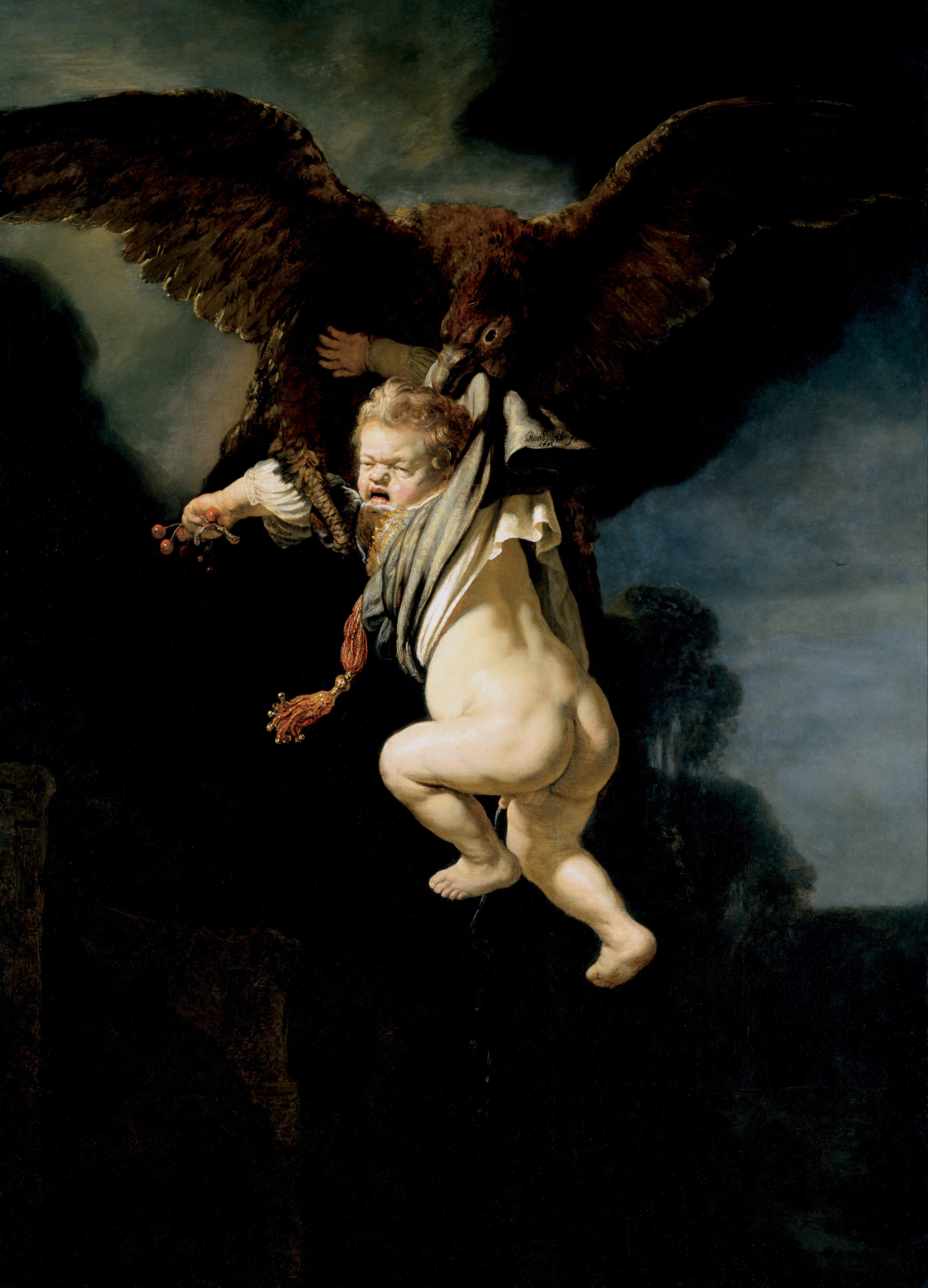 Reproduction du tableau « Le Rapt de Ganymède - Rembrandt » par Alpha Reproduction en peinture à l’huile