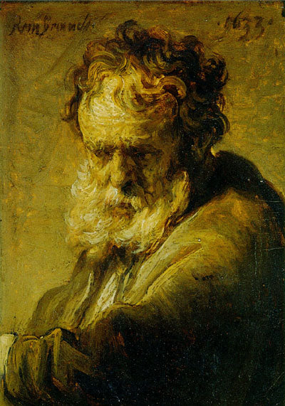 Reproduction du tableau « Buste d'un vieil homme barbu - Rembrandt » par Alpha Reproduction en peinture à l’huile
