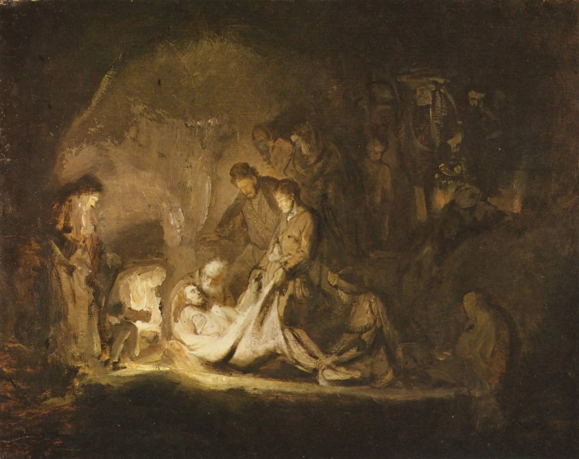 Reproduction du tableau « La mise au tombeau du Christ - Rembrandt » par Alpha Reproduction en peinture à l’huile