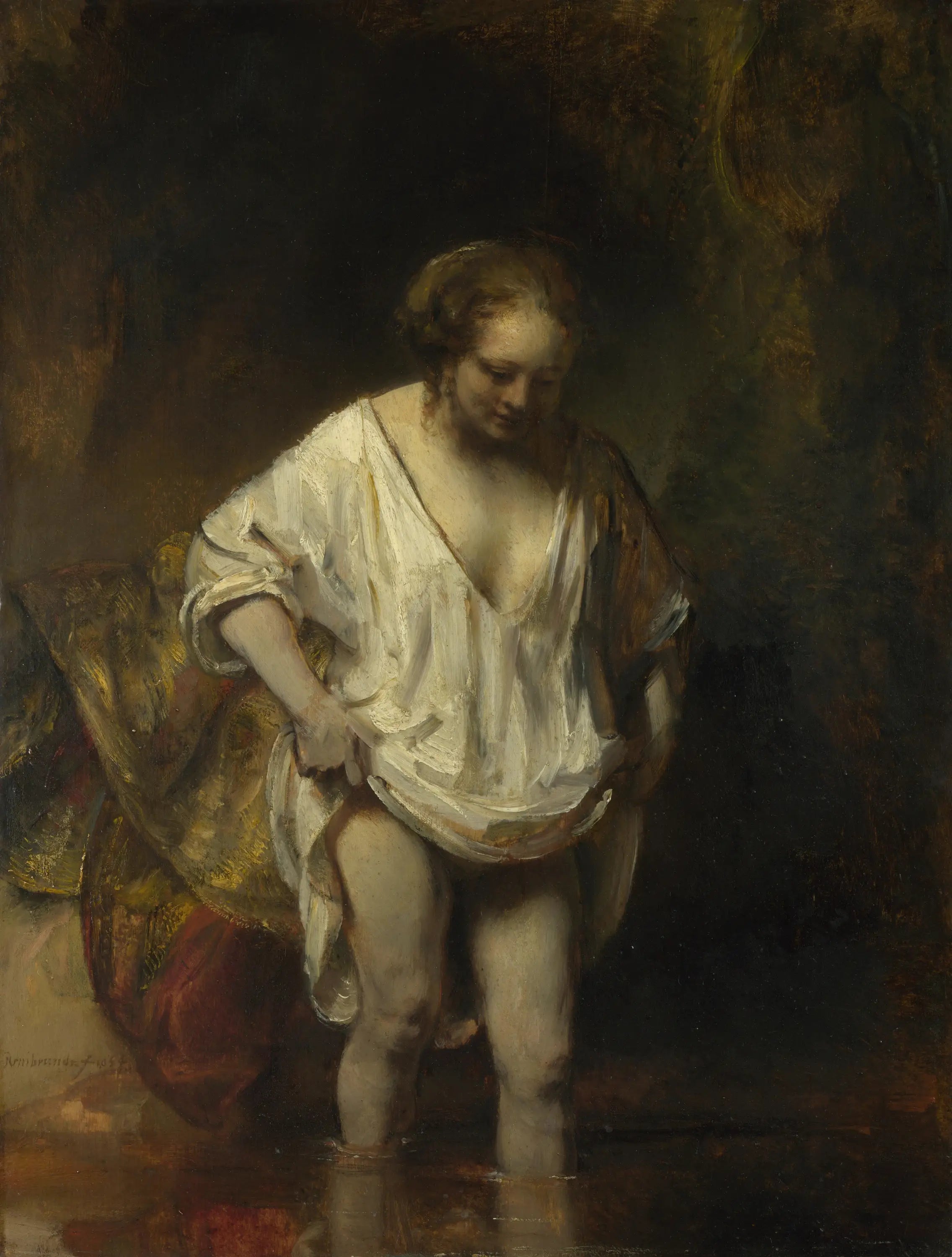 Reproduction du tableau « Baigneuse - Rembrandt » par Alpha Reproduction en peinture à l’huile