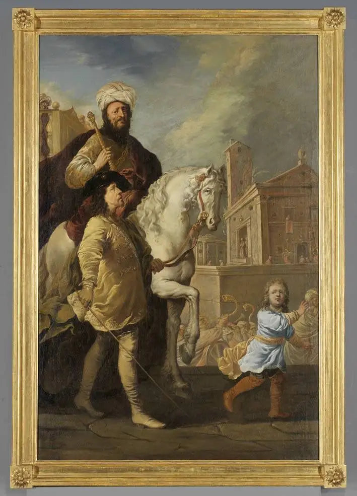Reproduction du tableau « Triomphe de Mardochée - Rembrandt » par Alpha Reproduction en peinture à l’huile