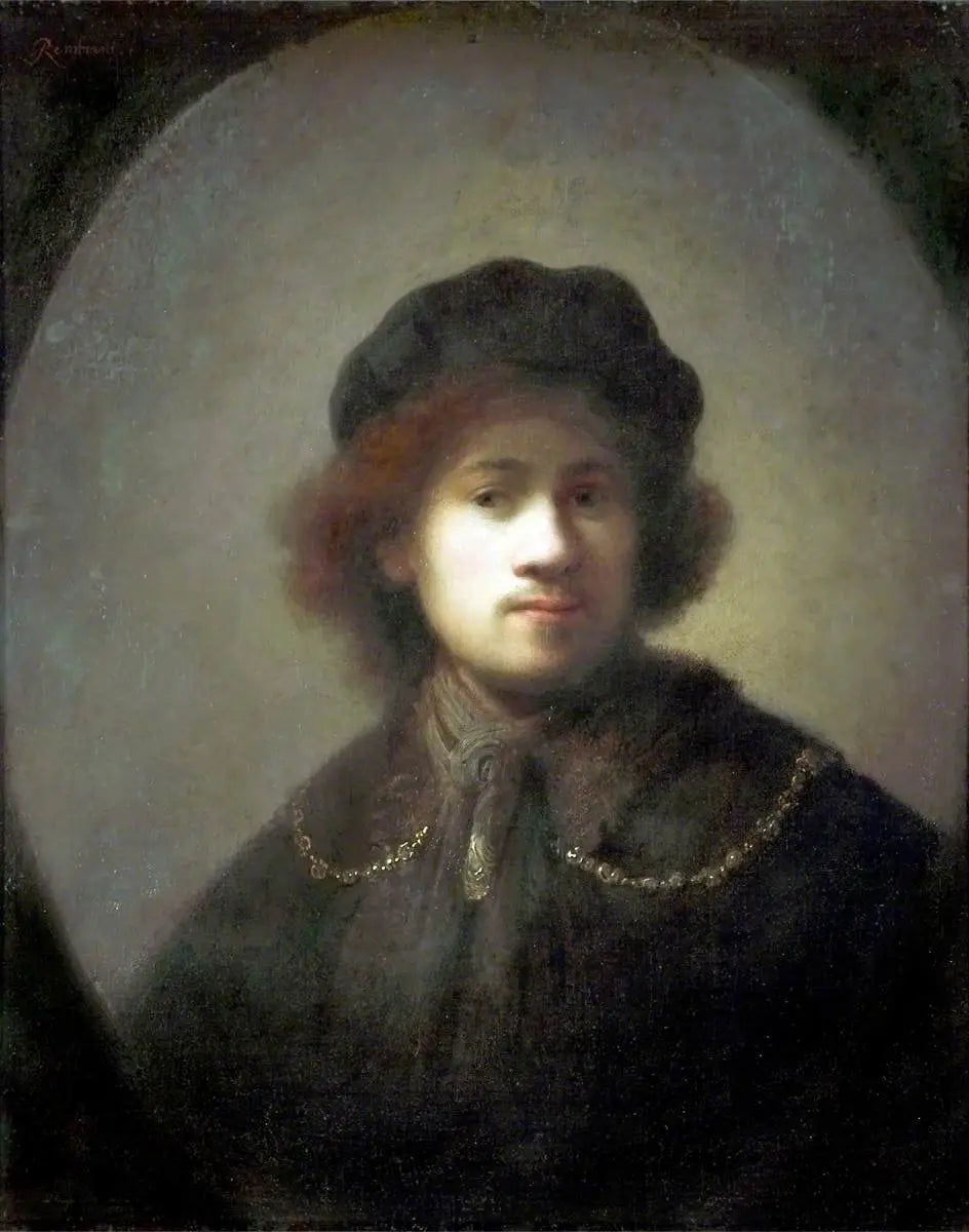 Reproduction du tableau « Portrait de l'artiste en jeune homme - Rembrandt » par Alpha Reproduction en peinture à l’huile