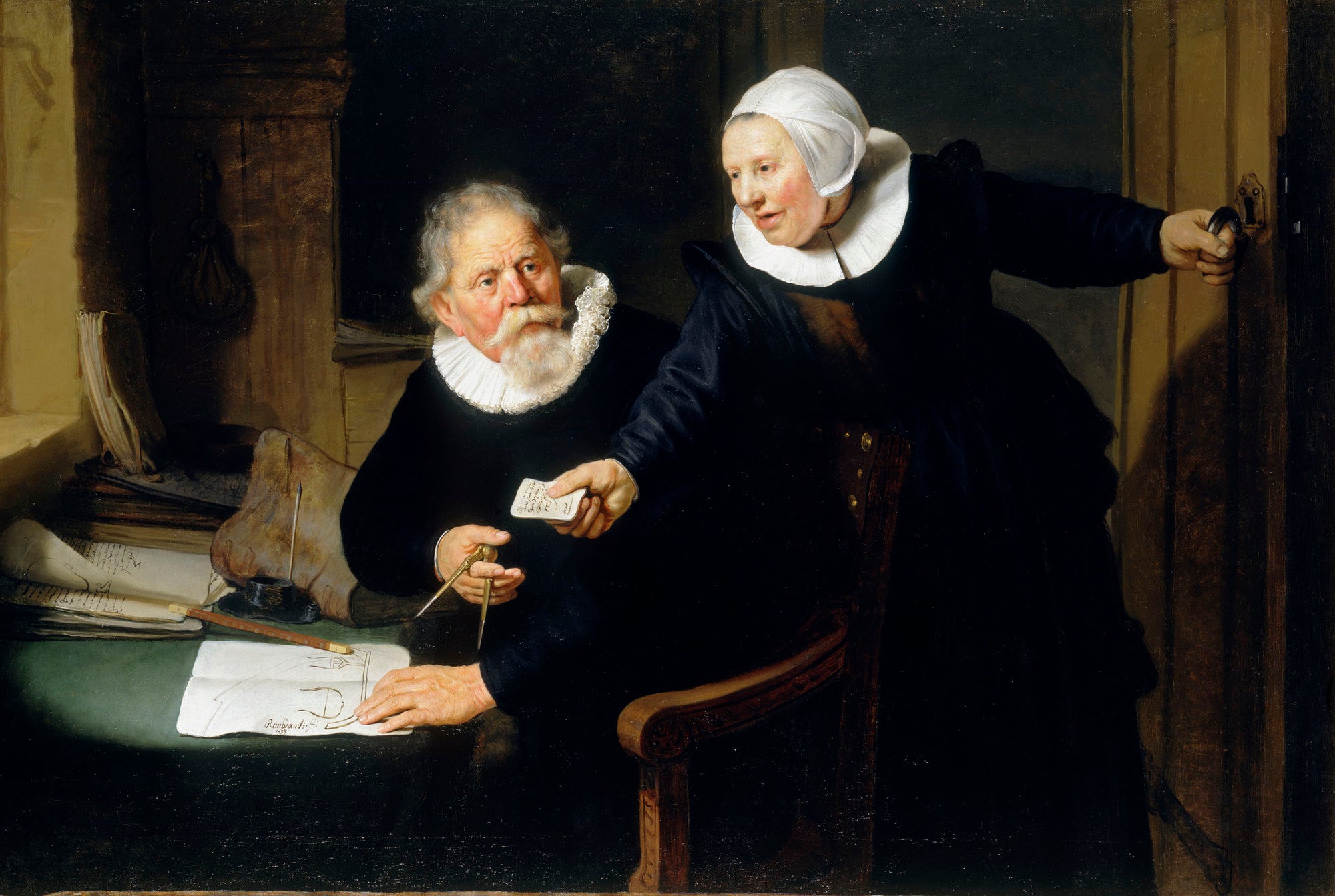 Reproduction du tableau « Portrait de Jan Rijcksen et de son épouse Griet Jans - Rembrandt » par Alpha Reproduction en peinture à l’huile