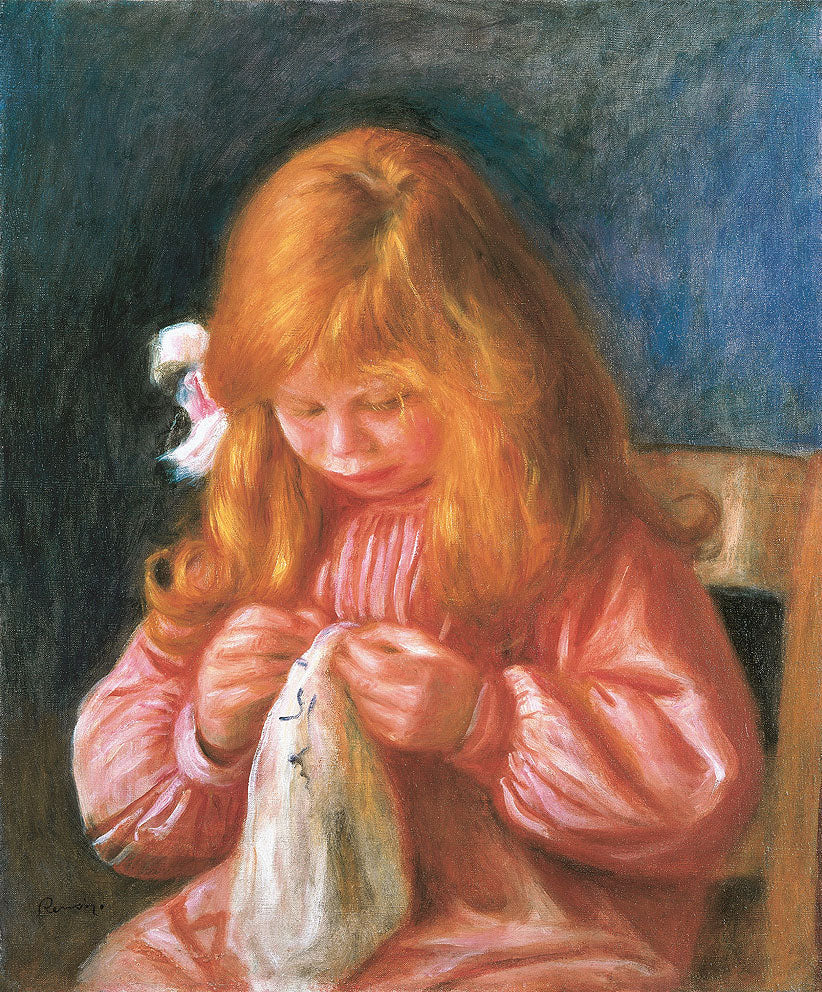 Reproduction du tableau « Jean Renoir cousant - Pierre-Auguste Renoir » par Alpha Reproduction en peinture à l’huile