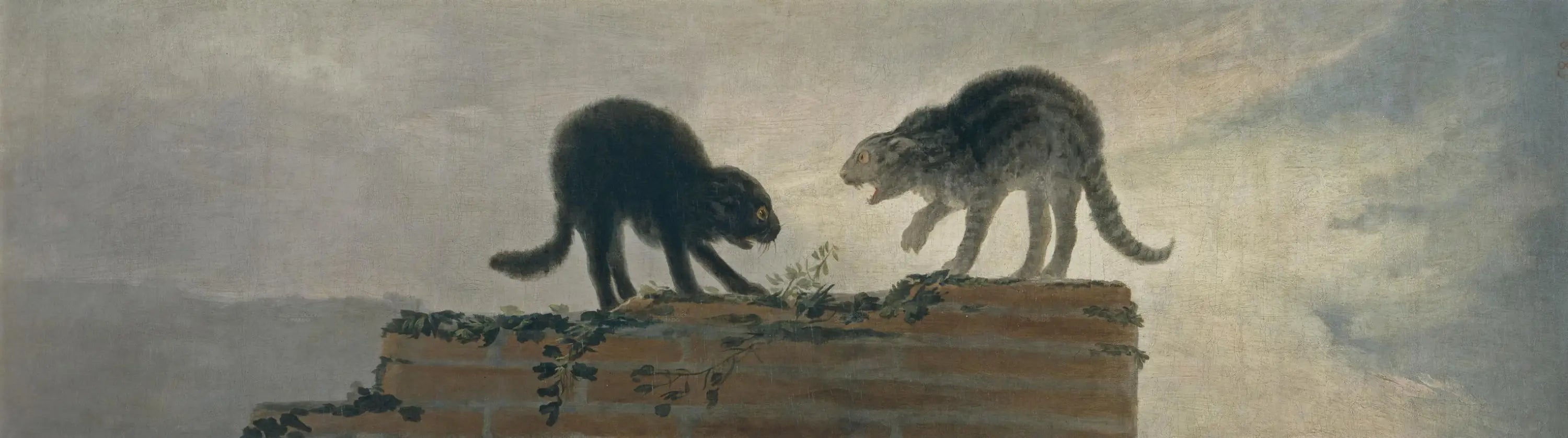 Reproduction du tableau « Combat de chats - Francisco de Goya » par Alpha Reproduction en peinture à l’huile