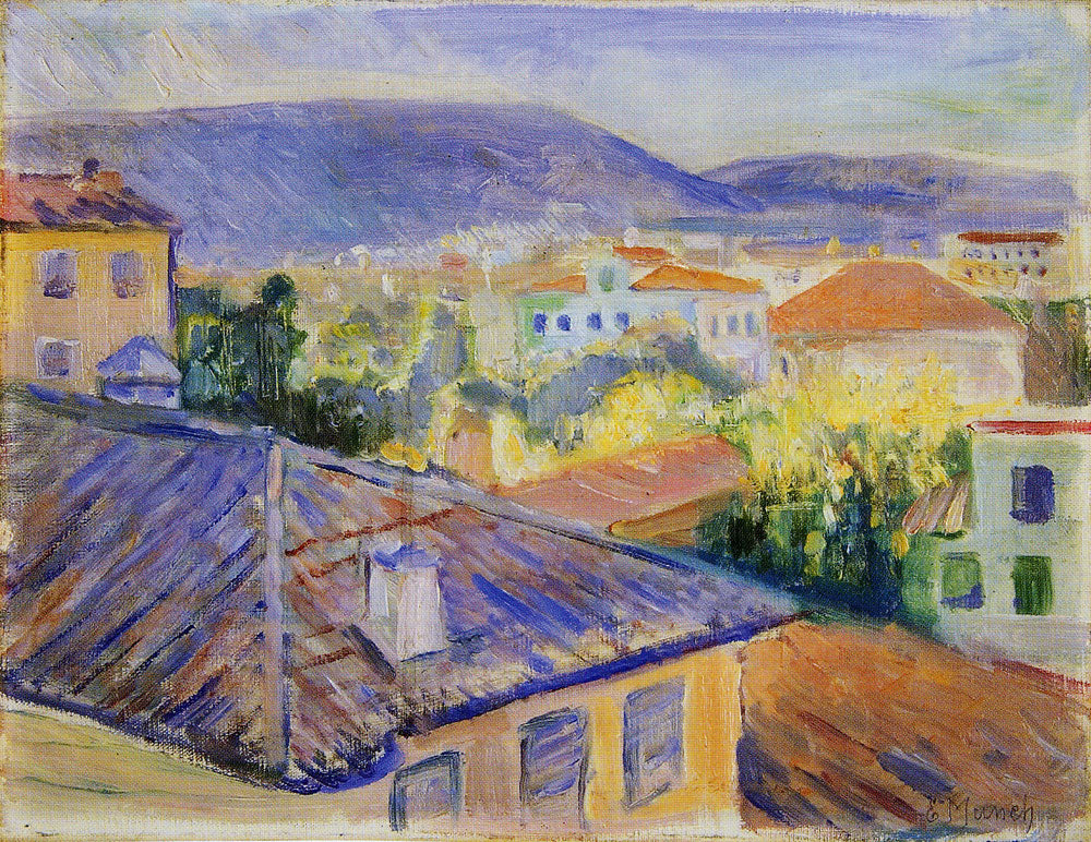 Reproduction du tableau « Toits de Nice - Edvard Munch » par Alpha Reproduction en peinture à l’huile