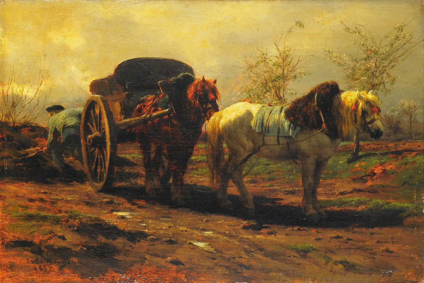 Une voiture avec deux chevaux - Rosa Bonheur