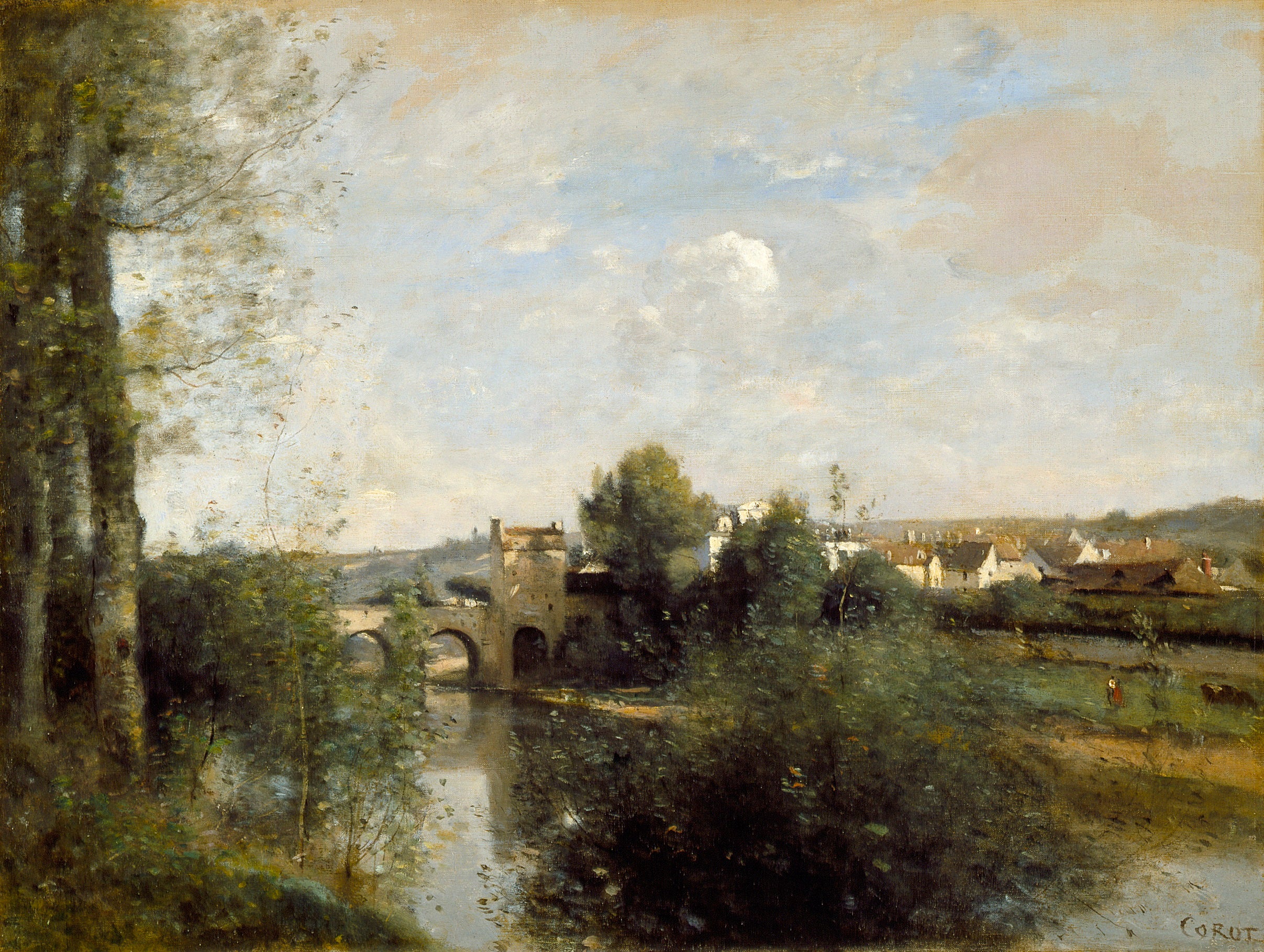 Seine et vieux pont à Limay - Jean-Baptiste Camille Corot