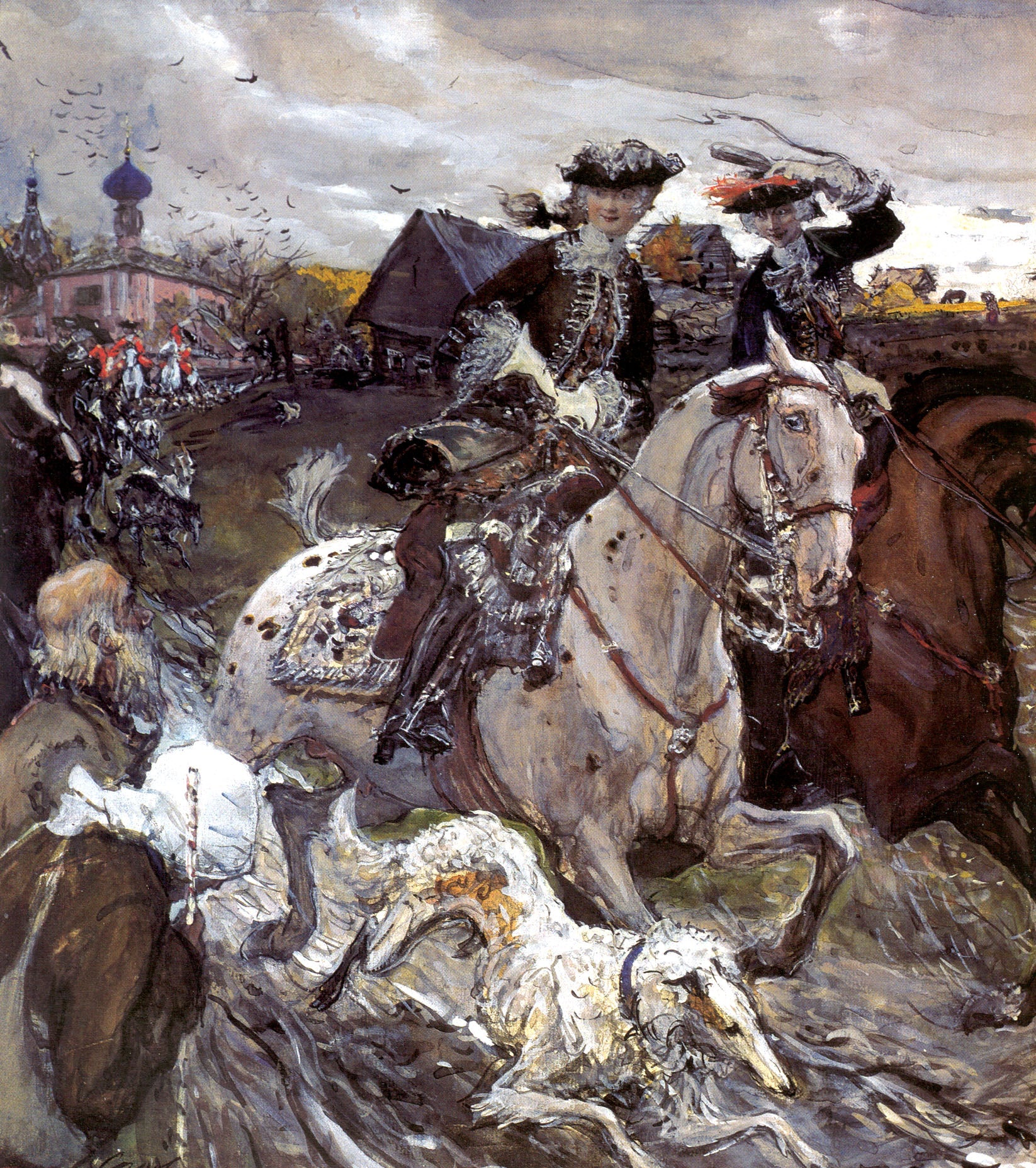 Pierre II et la princesse Élisabeth Petrovna chassant à courre - Valentin Serov