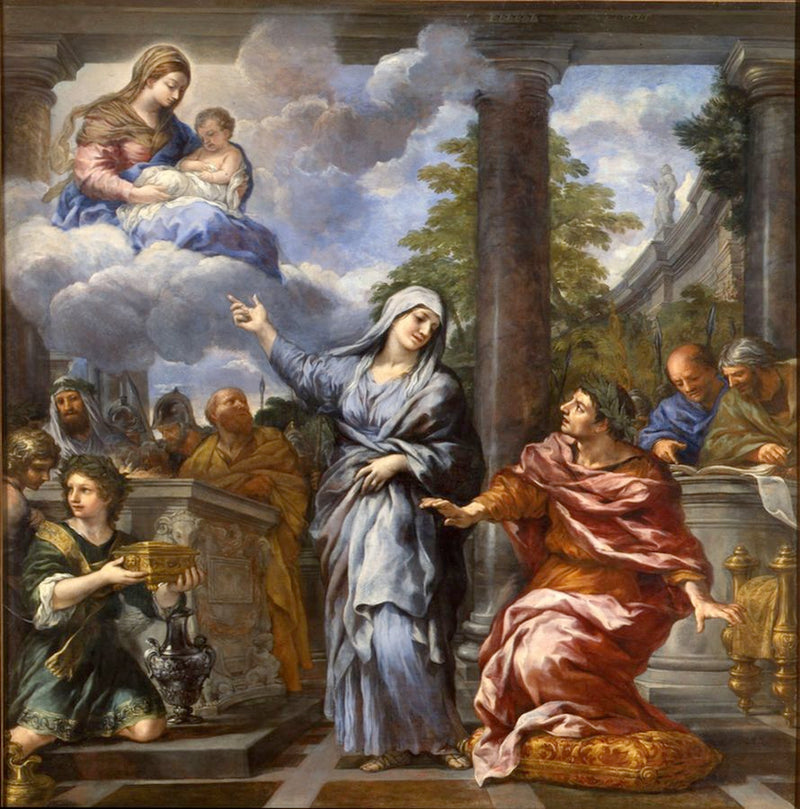 티버의 시빌레가 아우구스투스에게 그리스도의 탄생을 알리는 그림 - 피에트로 다 코르토나