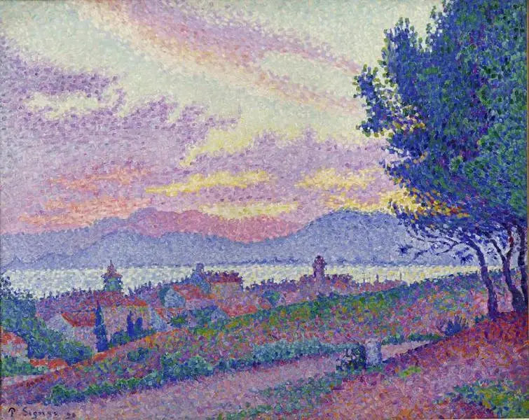 Reproduction du tableau « Vue de Saint-Tropez, coucher de soleil au bois de pins - Paul Signac » par Alpha Reproduction en peinture à l’huile