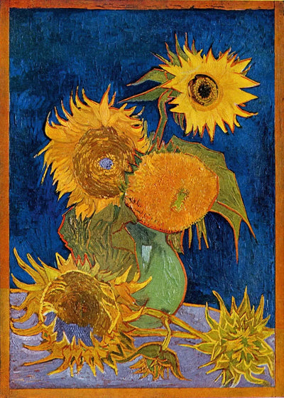 Reproduction du tableau « Nature morte : Vase avec cinq tournesols - Vincent van Gogh » par Alpha Reproduction en peinture à l’huile