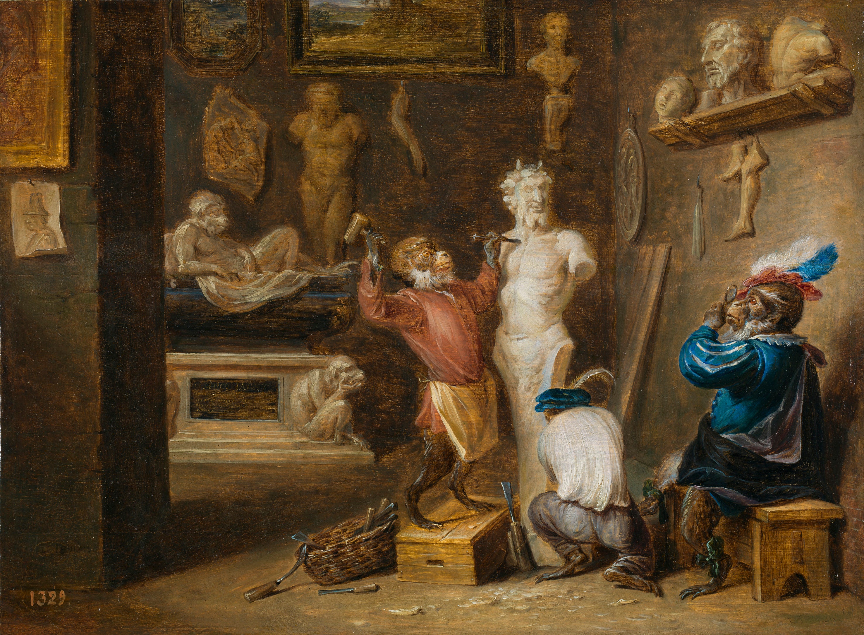 Le Singe sculpteur - David Teniers le Jeune