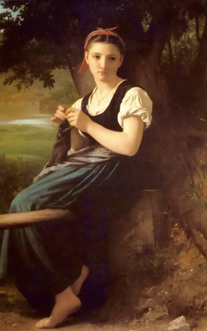 Reproduction du tableau « La Tricoteuse - Bouguereau » par Alpha Reproduction en peinture à l’huile