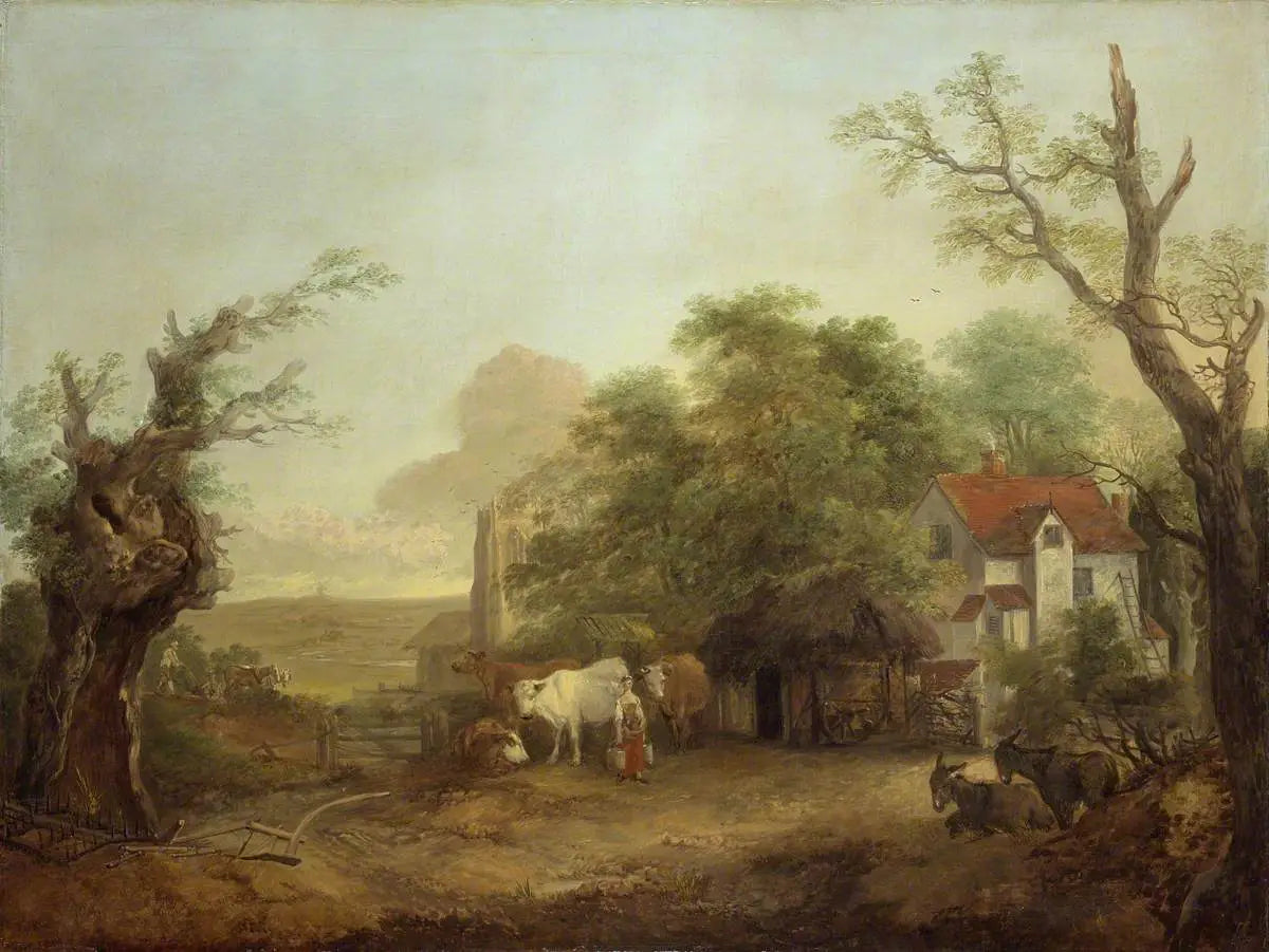 Cour de ferme avec laitière vaches et ânes - Thomas Gainsborough - Alpha Reproduction
