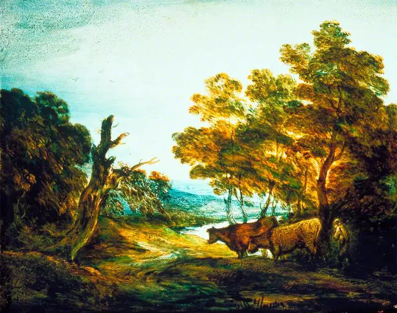 Paysage boisé avec un berger et deux vaches - Thomas Gainsborough - Alpha Reproduction