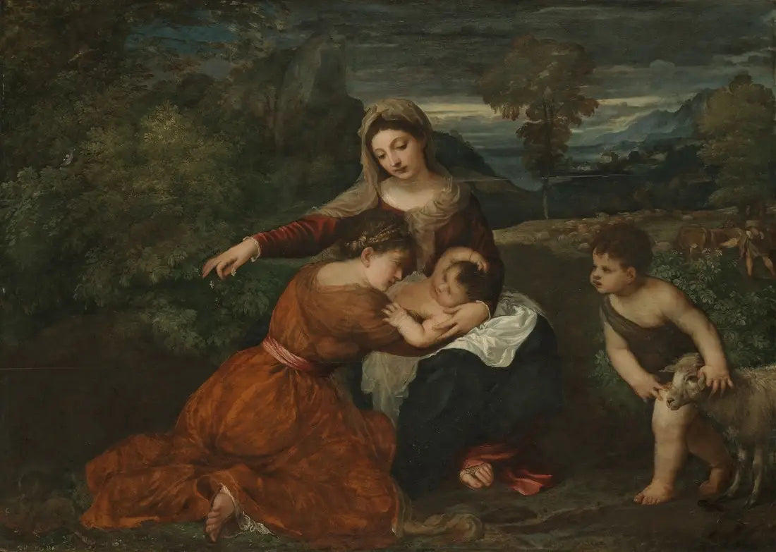 La Vierge à l’Enfant avec une sainte et le jeune saint Jean-Baptiste - Titian - Alpha Reproduction