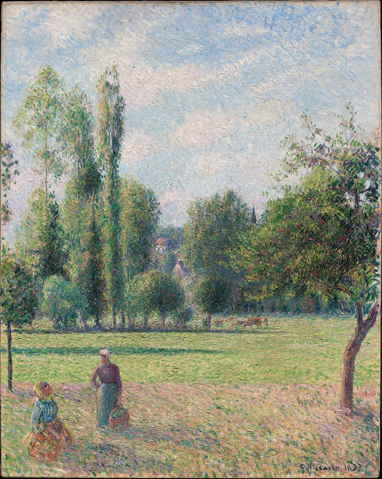 Reproduction du tableau « Deux femmes dans le pré à Éragny - Camille Pissarro » par Alpha Reproduction en peinture à l’huile