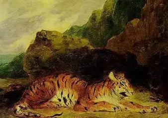 Reproduction du tableau « Un tigre près de sa tanière - Eugène Delacroix » par Alpha Reproduction en peinture à l’huile