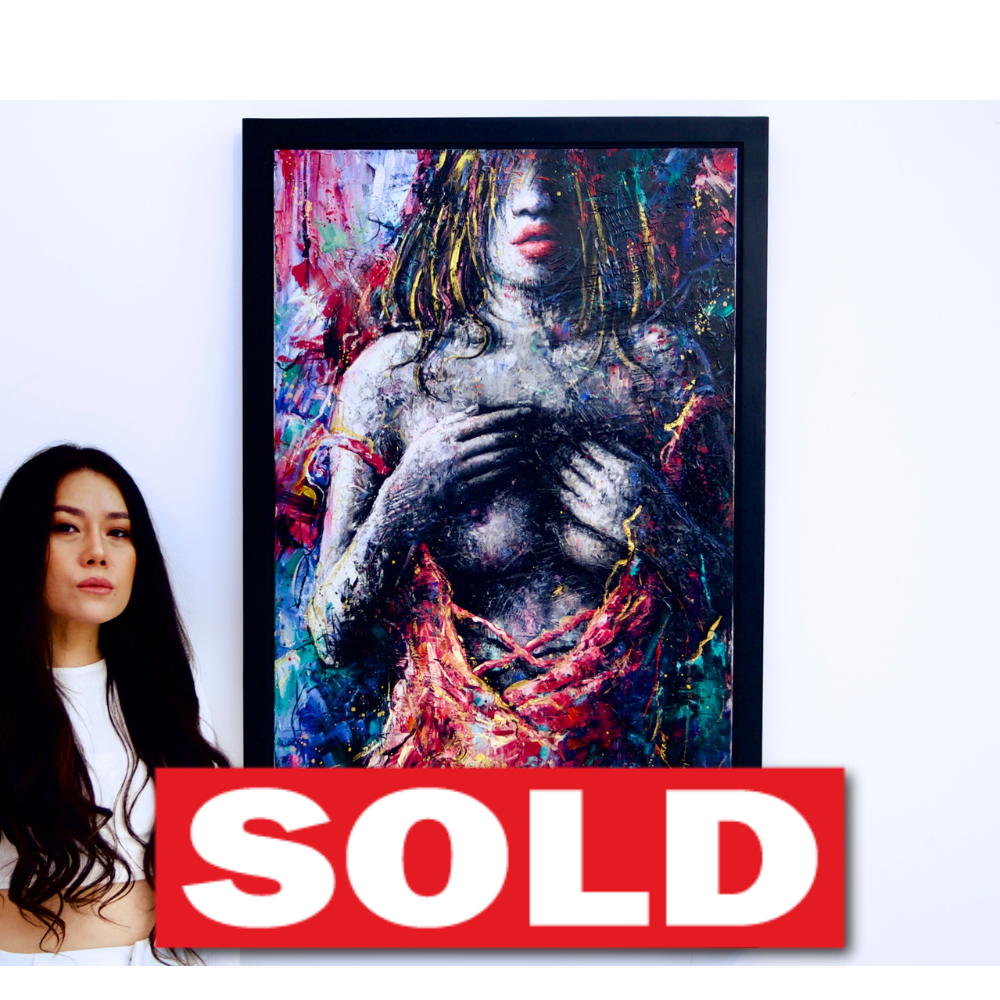 핑크 드레스를 입은 여성 | 60 X 100cm
