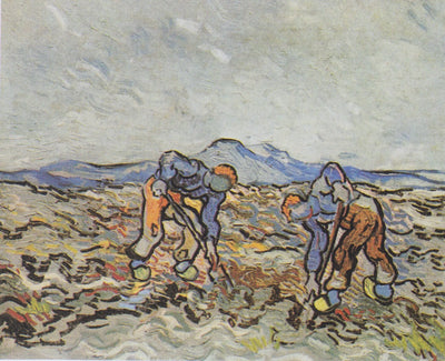 Reproduction du tableau « Paysans ramassant des pommes de terre - Vincent van Gogh » par Alpha Reproduction en peinture à l’huile