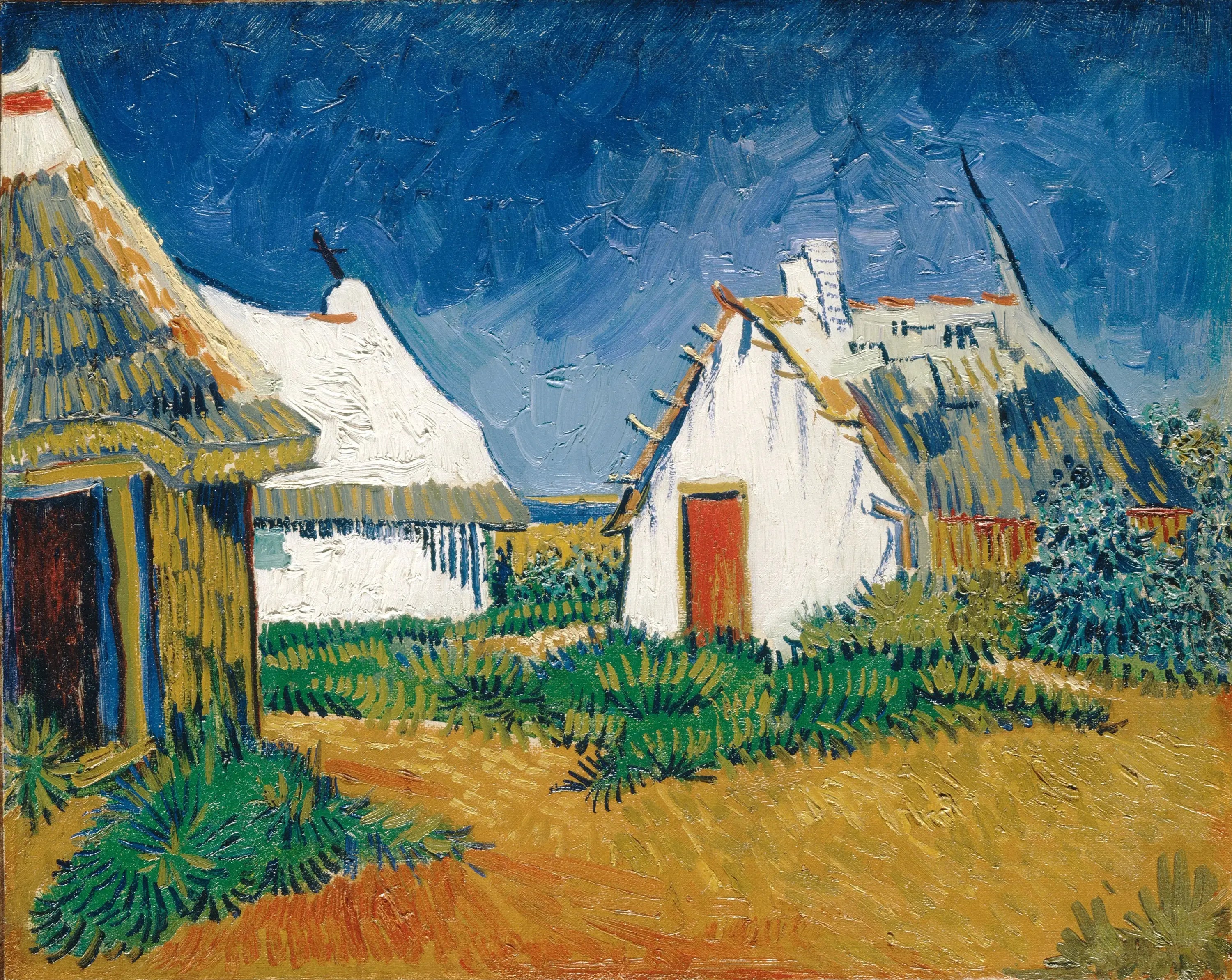 Reproduction du tableau « Cabanes blanches aux Saintes-Maries - Vincent van Gogh » par Alpha Reproduction en peinture à l’huile