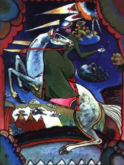 Reproduction du tableau « Amazone dans les montagnes - Vassily Kandinsky » par Alpha Reproduction en peinture à l’huile