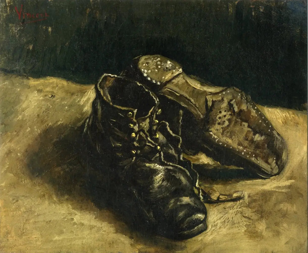 Reproduction du tableau « Une paire de chaussures - Vincent van Gogh » par Alpha Reproduction en peinture à l’huile